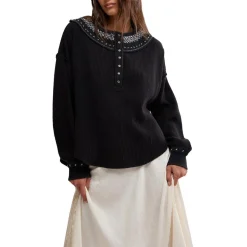 Embroidered Cotton Henley