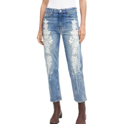 Embroidered Denim Slim Jeans