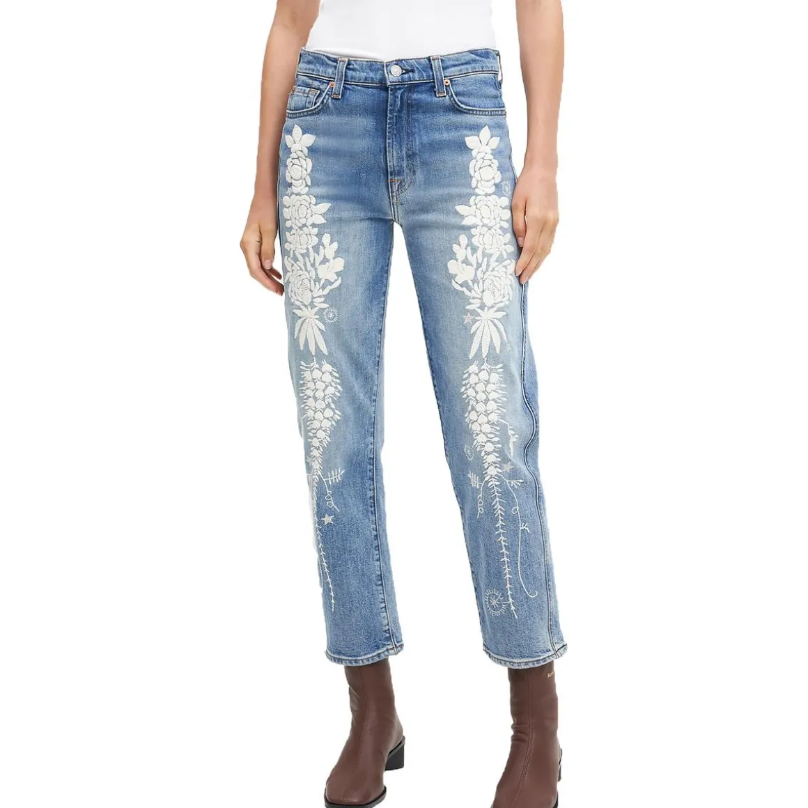 Embroidered Denim Slim Jeans