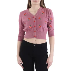 Embroidered Knit Cardigan Sweater