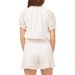 Embroidered Puff Sleeve Crop Top