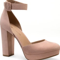 Estrella Microsuede Ankle Strap Dress Heels