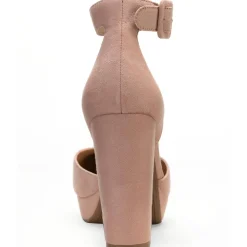 Estrella Microsuede Ankle Strap Dress Heels