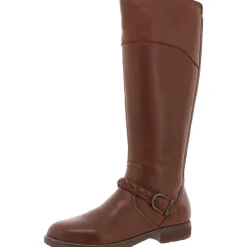Etoslo Zipper Leather Knee-High Boots