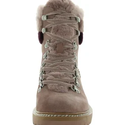 Evita Suede Faux Fur Trim Wedge Hiker Booties