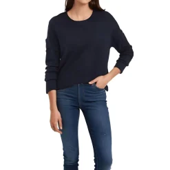 Extend Shoulder Ribbed Trim Crewneck Sweater