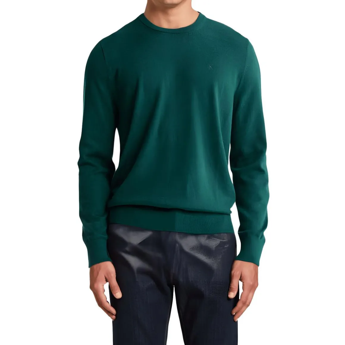 Extra Fine Merino Sweather Solid Knit Crewneck Sweater