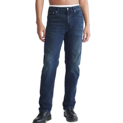 Faded Denim Straight Leg Jeans