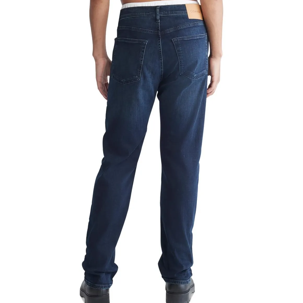 Faded Denim Straight Leg Jeans