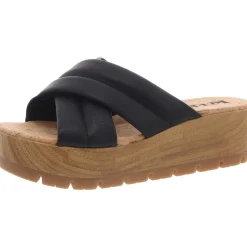 FAITHE Criss-Cross Faux Leather Wedge Sandals