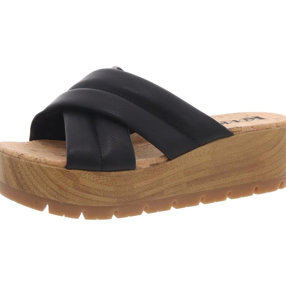 FAITHE Criss-Cross Faux Leather Wedge Sandals