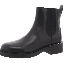 Fancy Block Heel Leather Ankle Boots