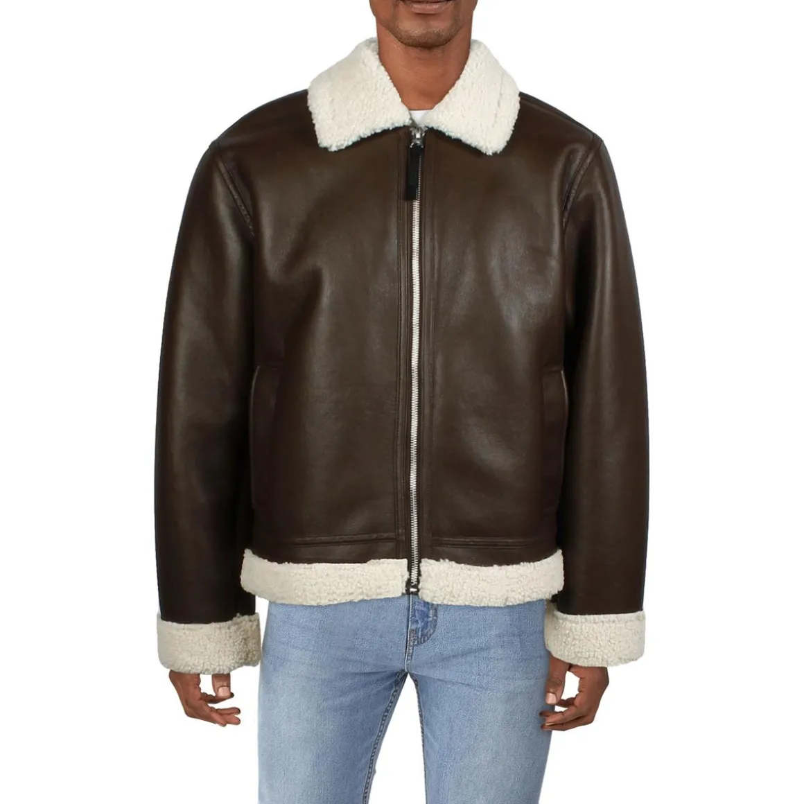 Faux Fur Lined Faux Leather Leather Jacket