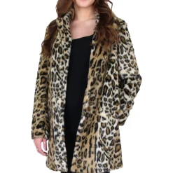 Faux Fur Notch Collar Mid-Length Oversized Coat