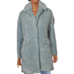 Faux Fur Speckled Mid-Length Teddy Coat with Notch Collar