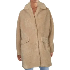 Faux Fur Speckled Mid-Length Teddy Coat with Notch Collar