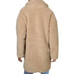 Faux Fur Speckled Mid-Length Teddy Coat with Notch Collar