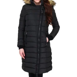 Faux Fur Trim Quilted Puffer Coat