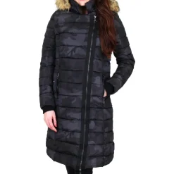 Faux Fur Trim Quilted Puffer Coat