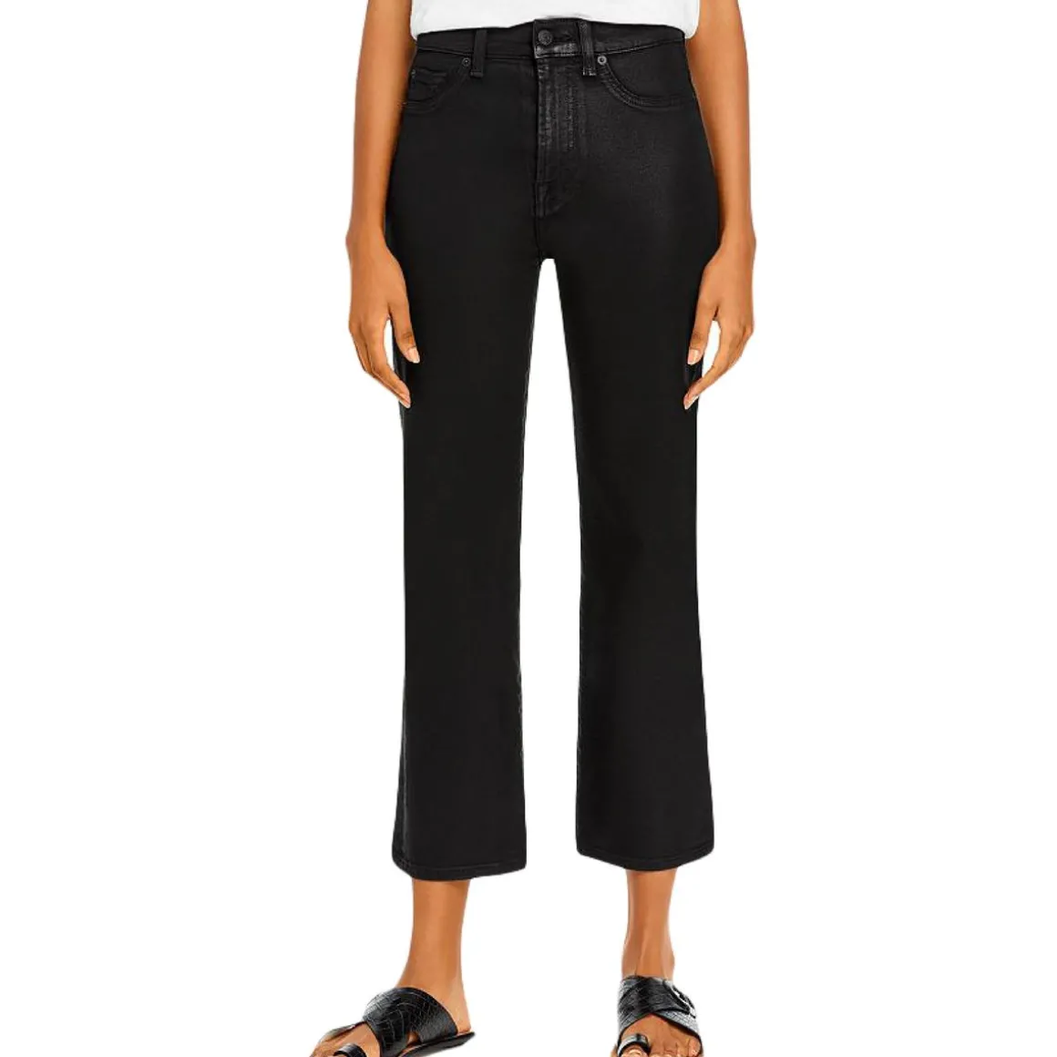 Faux Leather Ankle High-Waist Pants