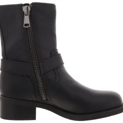 Faux Leather Belted Motorcycle Boots