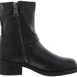 Faux Leather Belted Motorcycle Boots