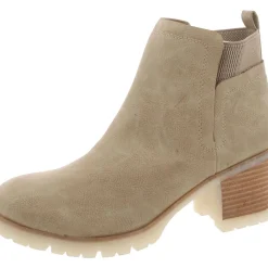 Faux Leather Block Heel Ankle Boots