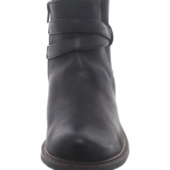 Faux Leather Block Heel Ankle Boots