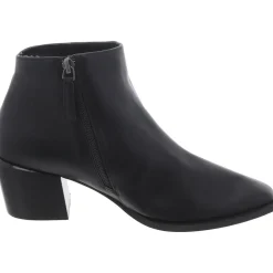 Faux Leather Block Heel Ankle Boots