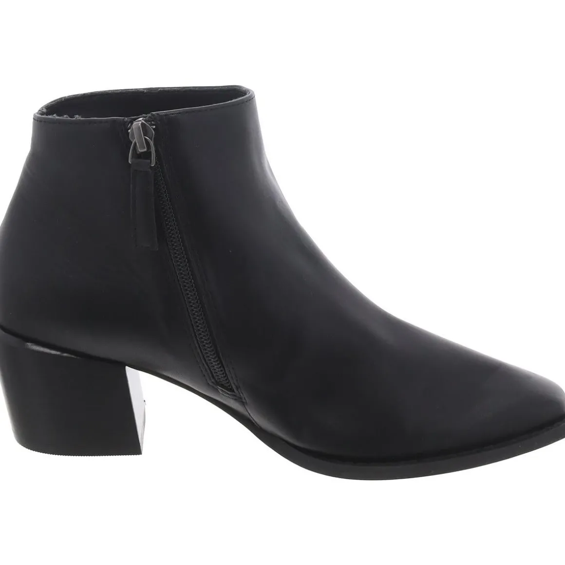 Faux Leather Block Heel Ankle Boots