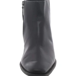 Faux Leather Block Heel Ankle Boots