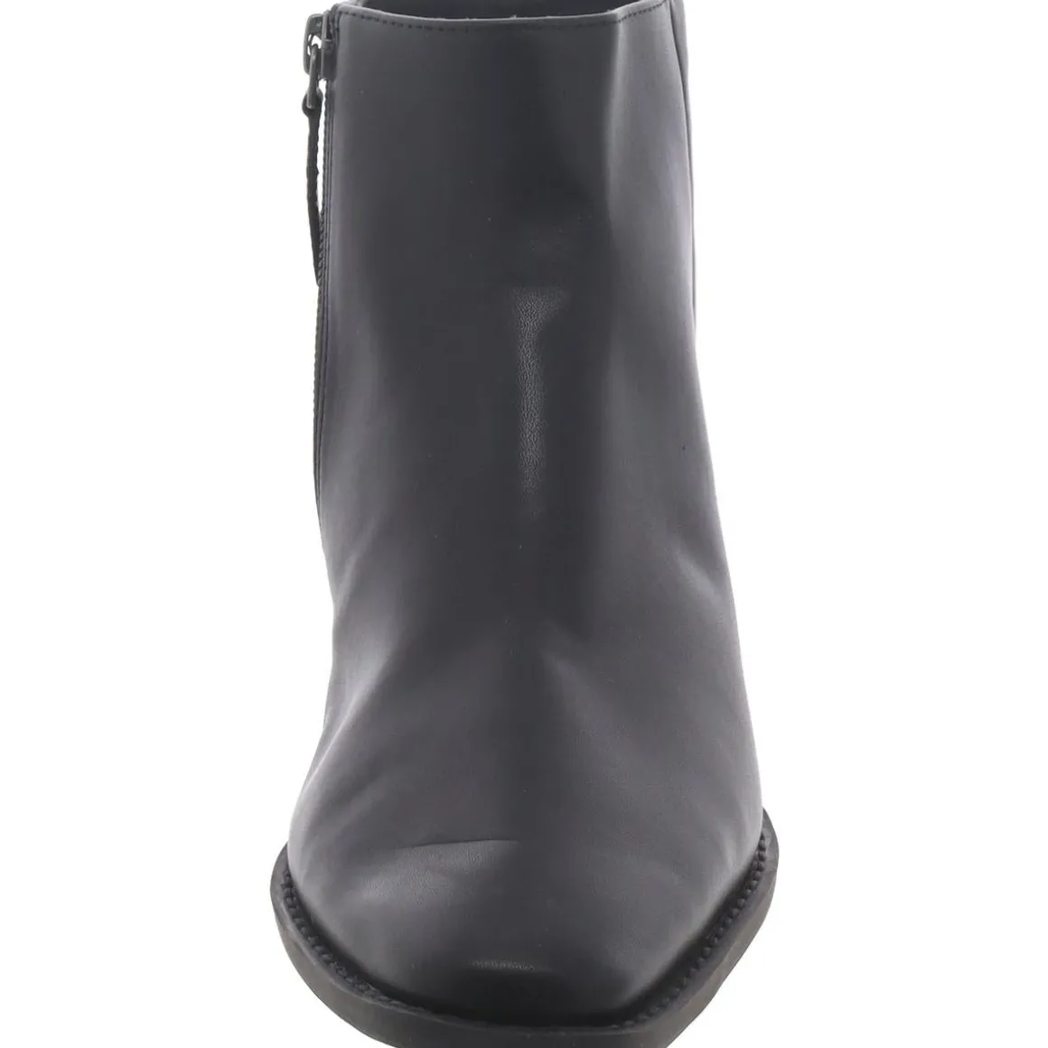 Faux Leather Block Heel Ankle Boots