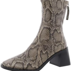 Faux Leather Block Heel Booties