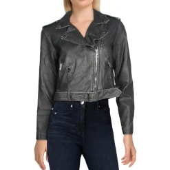 Faux Leather Cold Weather Moto Coat