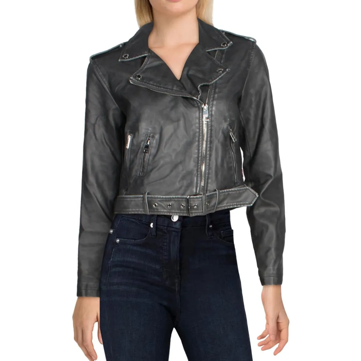 Faux Leather Cold Weather Moto Coat