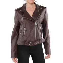 Faux Leather Cold Weather Moto Coat