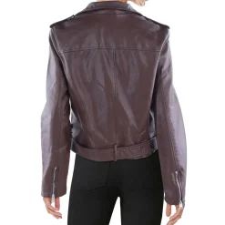 Faux Leather Cold Weather Moto Coat