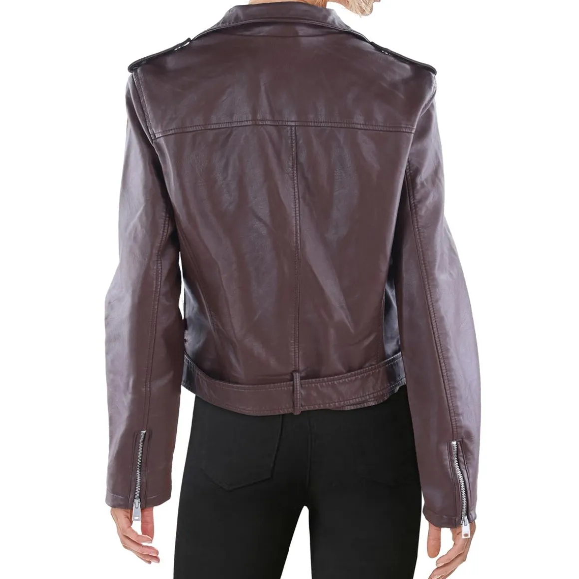 Faux Leather Cold Weather Moto Coat