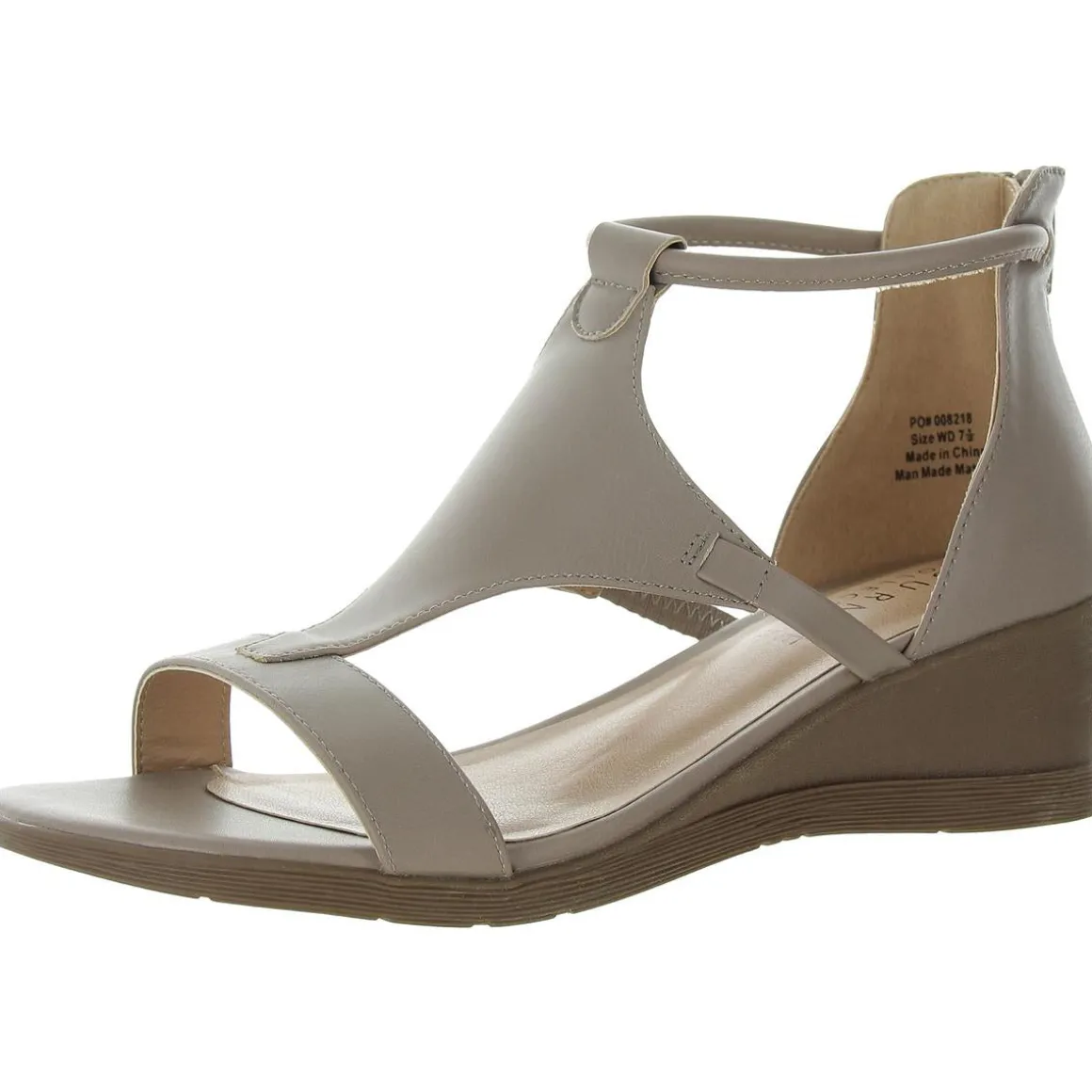 Faux Leather Cushioned Insole T-Strap Sandals
