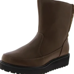 Faux Leather Faux Fur Lined Mid-Calf Boots