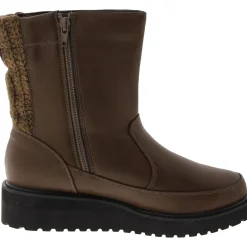 Faux Leather Faux Fur Lined Mid-Calf Boots