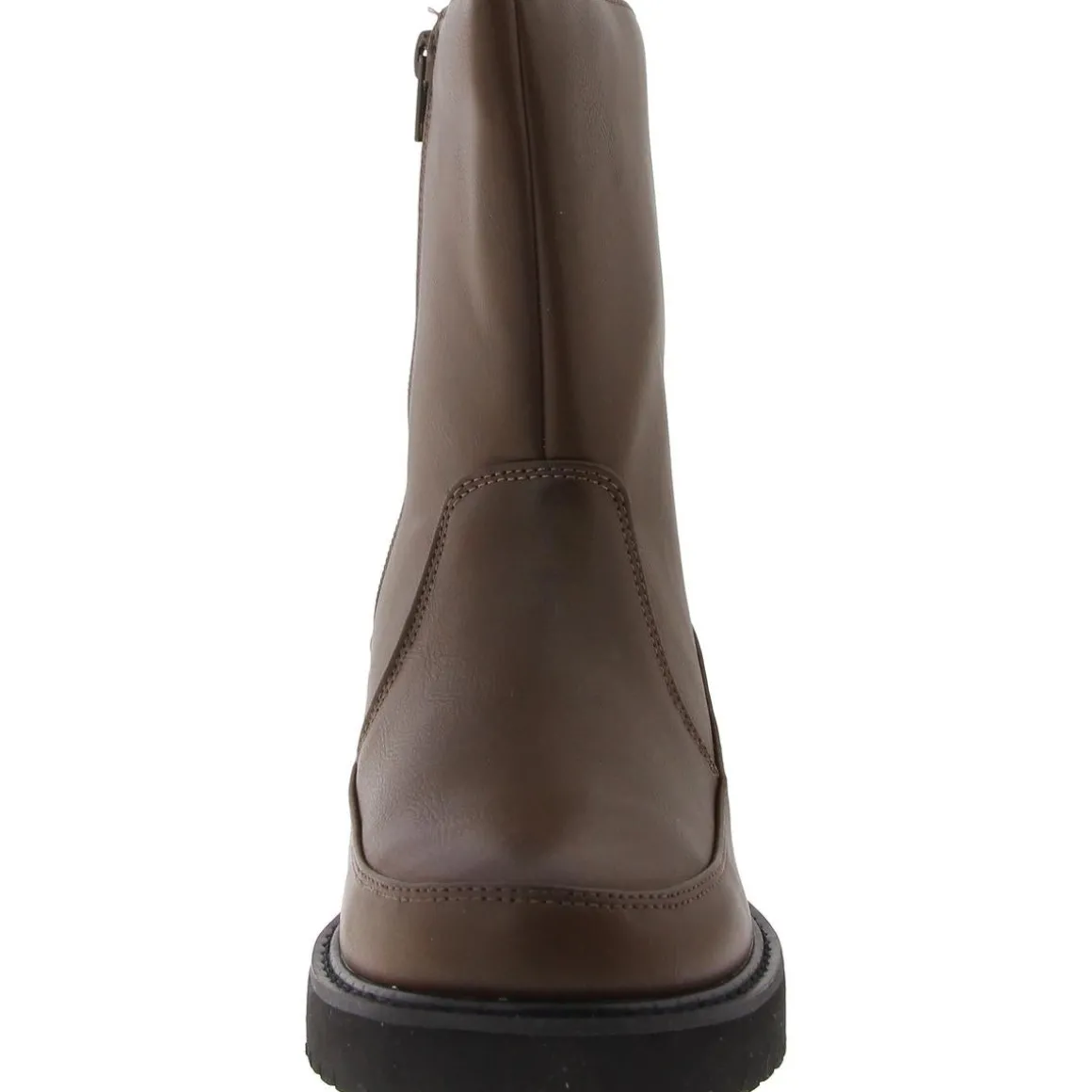 Faux Leather Faux Fur Lined Mid-Calf Boots