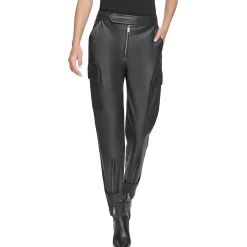 Faux Leather High Rise Cargo Pants
