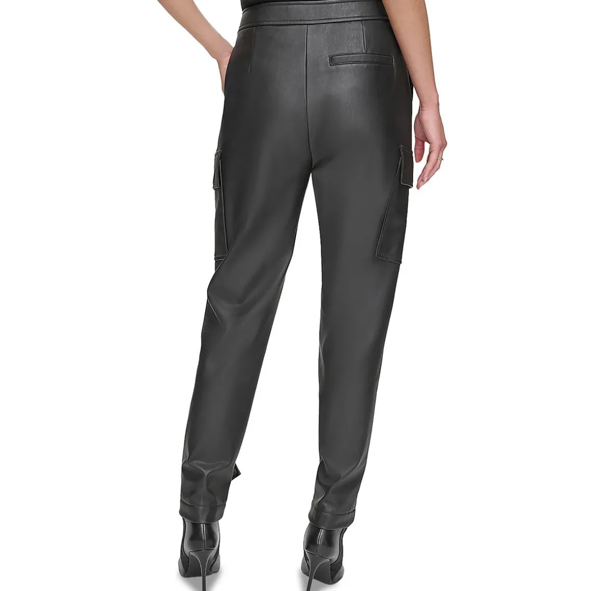 Faux Leather High Rise Cargo Pants