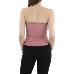 Faux Leather Hook and eye Pullover Top