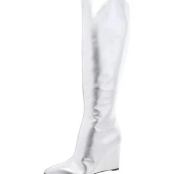 Faux Leather Knee-High Wedge Boots