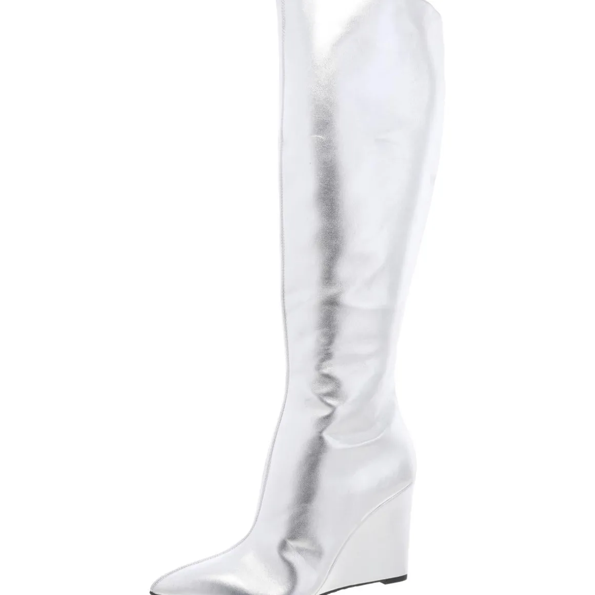 Faux Leather Knee-High Wedge Boots