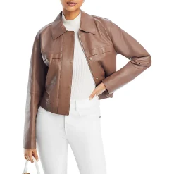 Faux Leather Long Sleeve Bomber Jacket