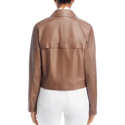 Faux Leather Long Sleeve Bomber Jacket