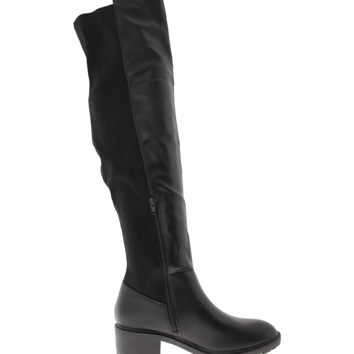 Faux Leather Lugged Sole Over-The-Knee Boots